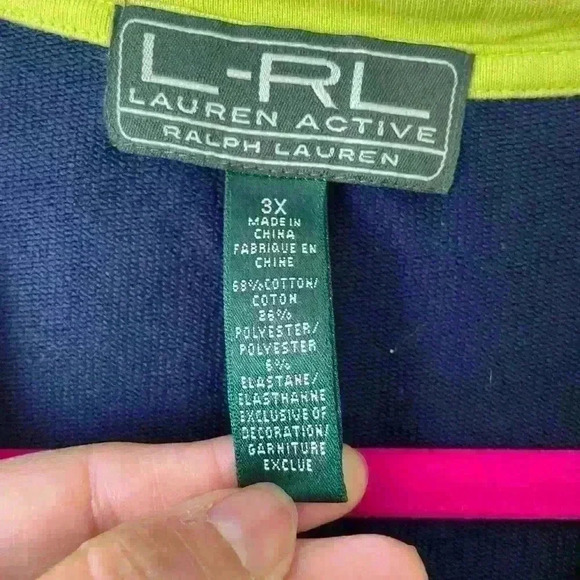 LAUREN Ralph Lauren LRL Active Neon Green/Blue Stretch Zip Track Jacket -A71 - Picture 3 of 8